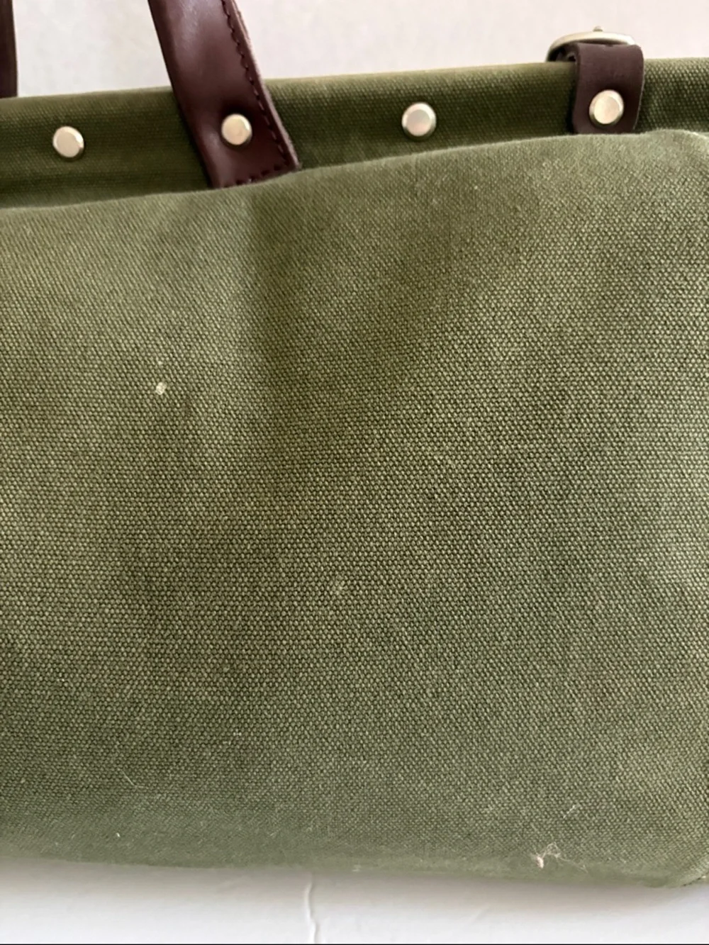 Line of Trade Canvas Weekender Bag Olive Duffel Brown Leather Trim 0312